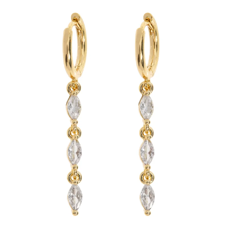 Drop Earrings for Travel Look -Carina - Crystal Party Hoop Earrings