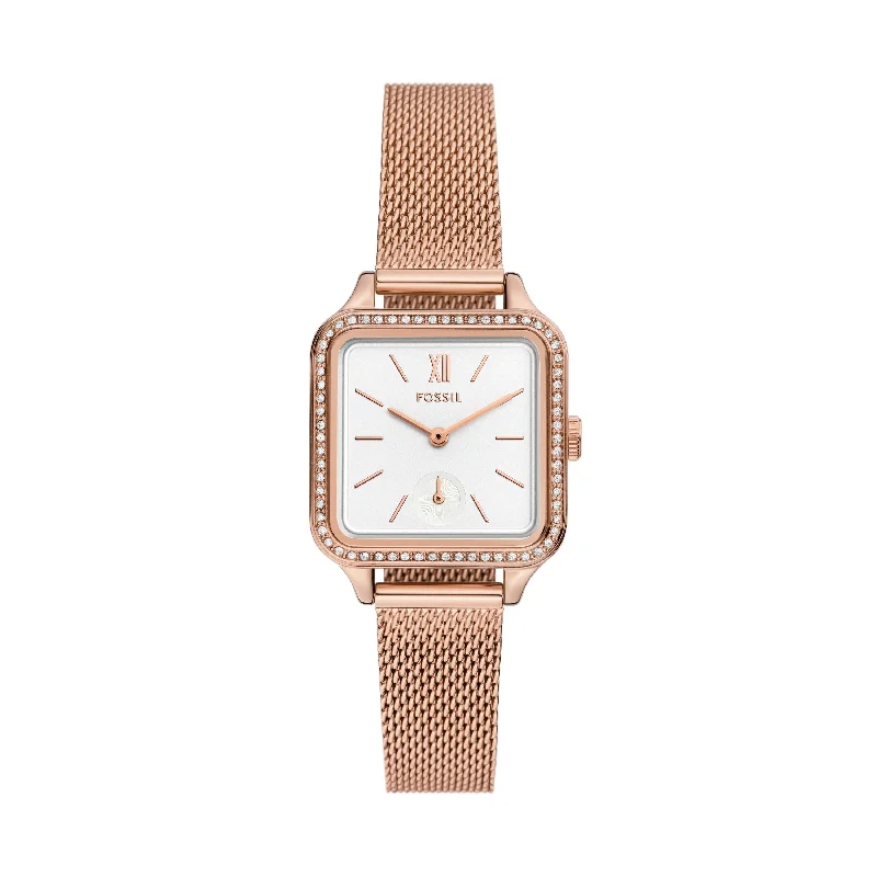 Classic round face watches for women with simple and clean dial -Fossil Women's Colleen Three-Hand, Rose Gold-Tone Stainless Steel Watch