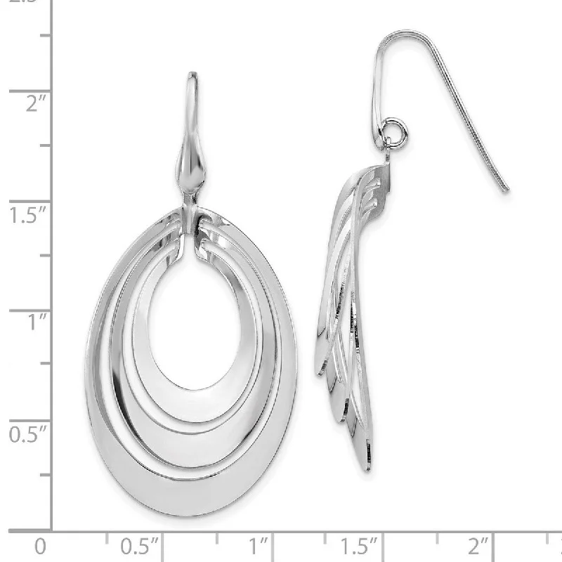 Drop Earrings with Matte Finish -Curata 925 Sterling Silver 50.6x24.5mm Brushed Triple Tear Drop Dangle Earrings