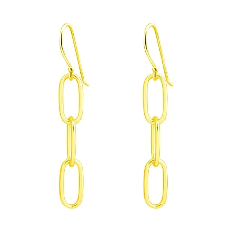 Crystal Drop Earrings for Sparkle -925 Sterling Silver 3 Row Gold Paperclip Dangle Drop Earrings