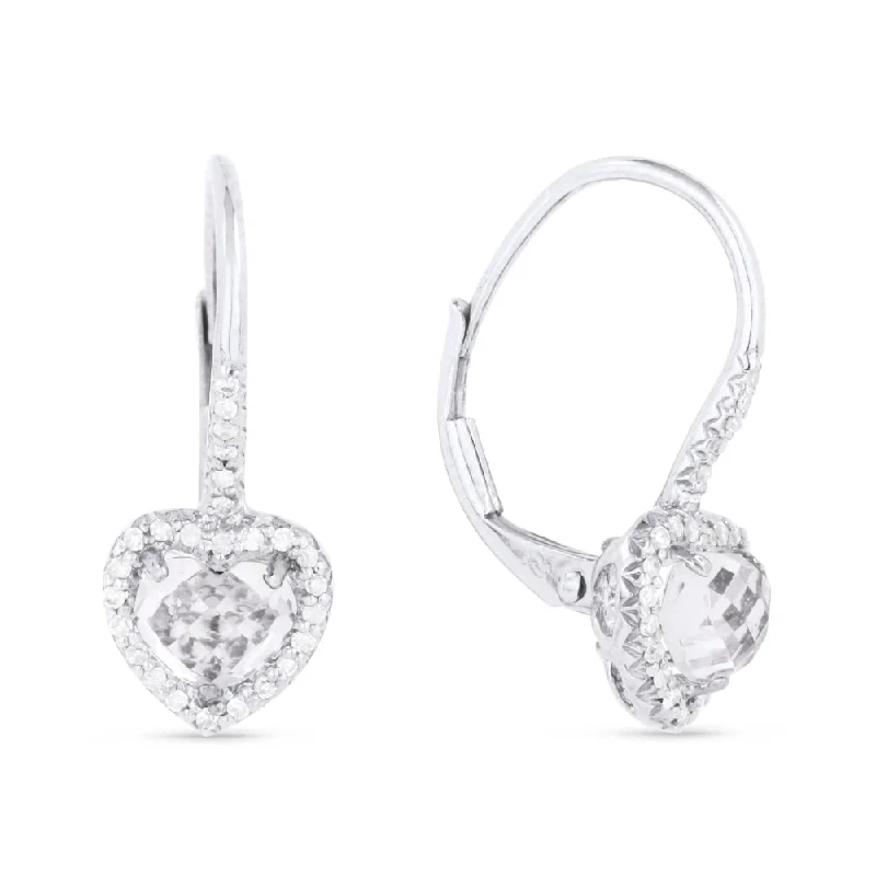 Drop Earrings for Gym Workout -18" 1.61Ct White Topaz Drop/dangle Earrings In 14K White Gold