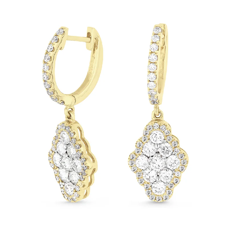 Drop Earrings for Everyday Glamour -1.08Ct White Diamond Drop/dangle Earrings In 14K Yellow Gold