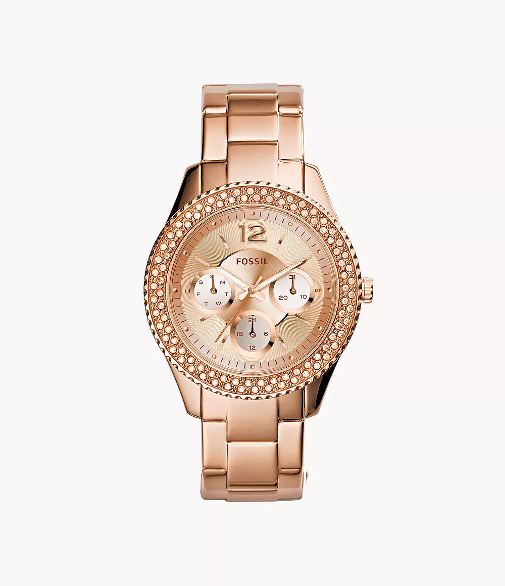 Black dial watches for men with minimalist style and modern appeal -Fossil Women's Stella Multifunction Rose Gold-Tone Stainless Steel Watch