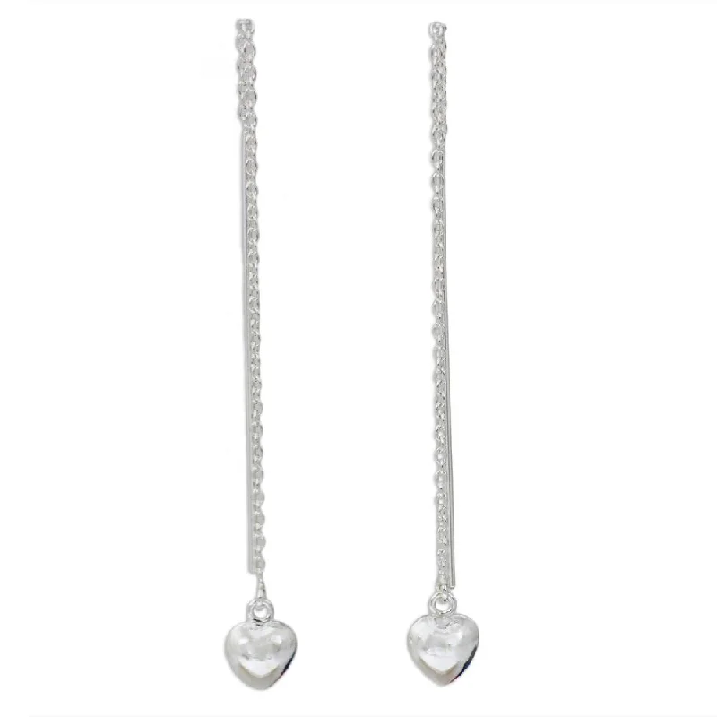 Drop Earrings with Knot Designs -Sterling Silver 'Chain of Love' Earrings - 2.8*0.9