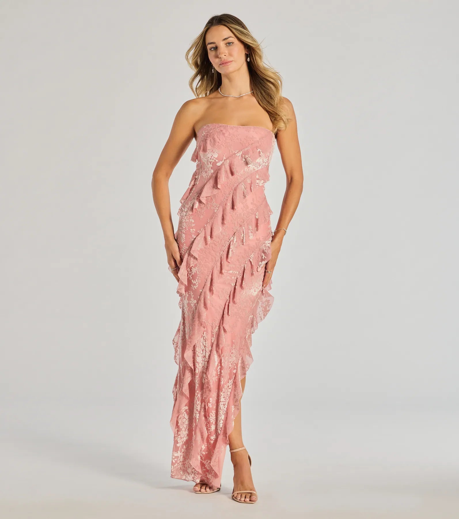 Valentine's Day Dresses for Romance -Brie Strapless Ruffled Slit Formal Dress