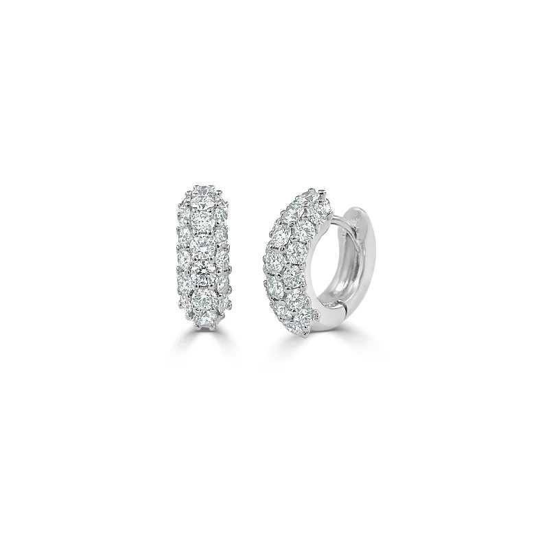 Drop Earrings for Christmas Party -Joelle Collection Diamond Huggie Earrings 14K White Gold 1 1/2 CT TDW