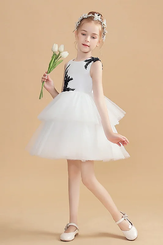 Wrap Dresses for Adjustable -Ball Gown/Princess Scoop Neck Mini Lace Tulle Flower Girl Dress With Appliqued Lace 760504883601