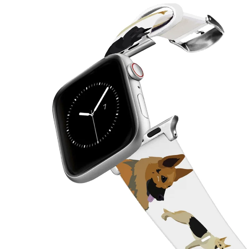 Vintage watches for men with retro design and timeless appeal -Silver German Shepherd Apple Watch Band