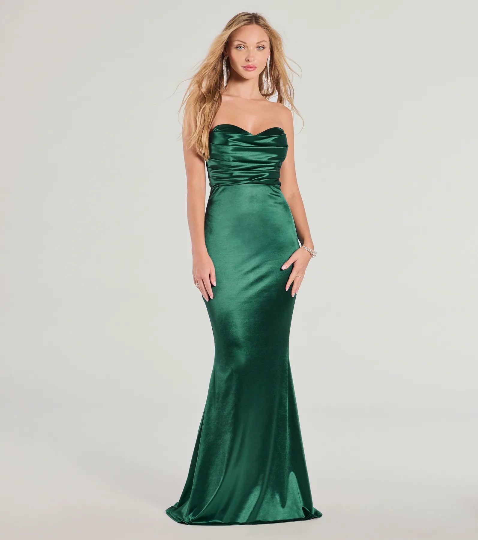 Fringed Dresses for Edgy -Katye Strapless Mermaid Satin Formal Dress