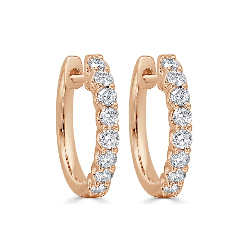 Animal Print Drop Earrings for Fun -Joelle Collection Diamond Round Hoop Earrings 14K Gold 2/5ct TDW - Rose