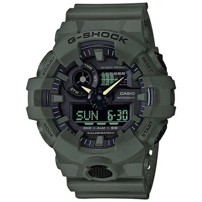 Elegant watches for women with crystal embellishments and refined design -G Shock Mens Watch with Black Dial and Green Resin Strap (quartz movement)