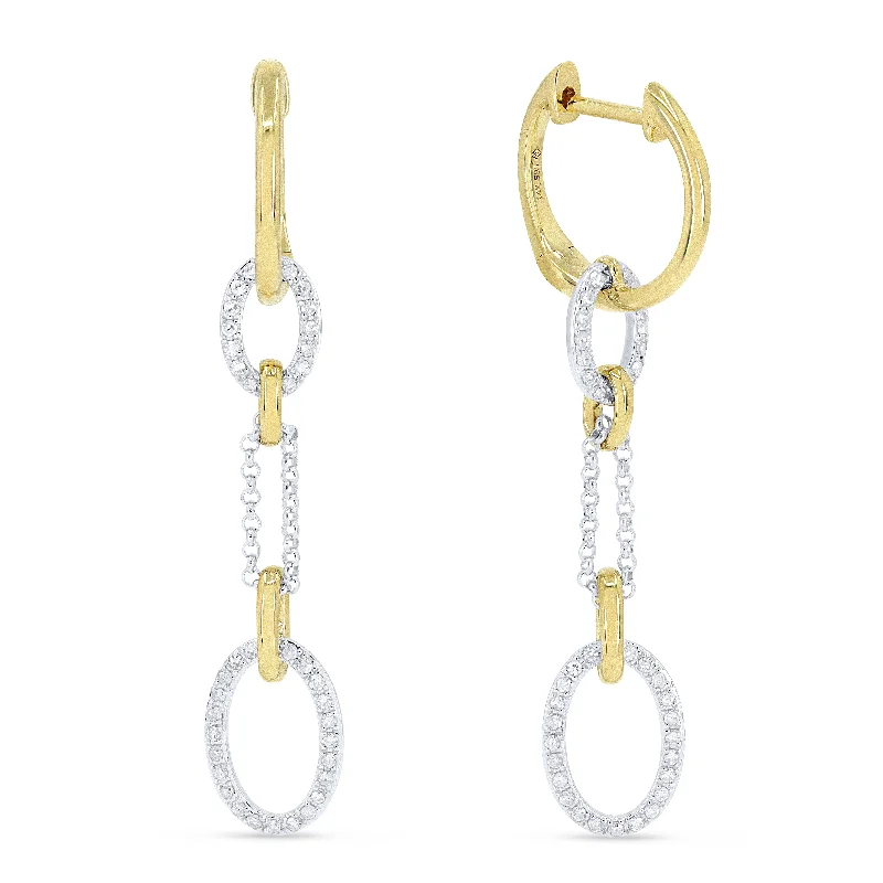 Drop Earrings with Leaf Motifs -18" 0.22Ct White Diamond Drop/dangle Earrings In 14K White And Yellow Gold