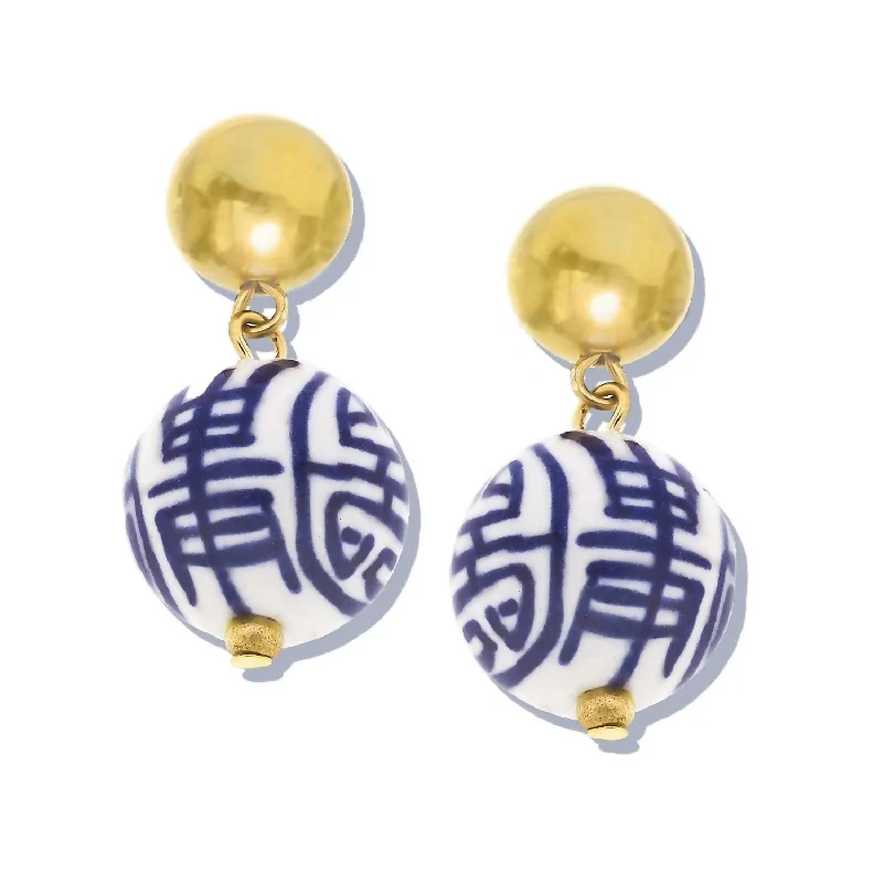 Drop Earrings for Everyday Glamour -Women's Margaret Drop Earrings In Blue/white