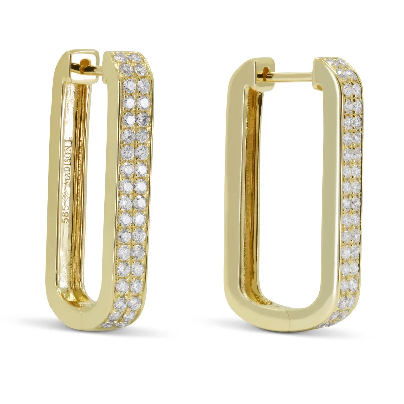 Crystal Drop Earrings for Sparkle -18" 0.57Ct White Diamond Hoops Earrings In 14K Yellow Gold