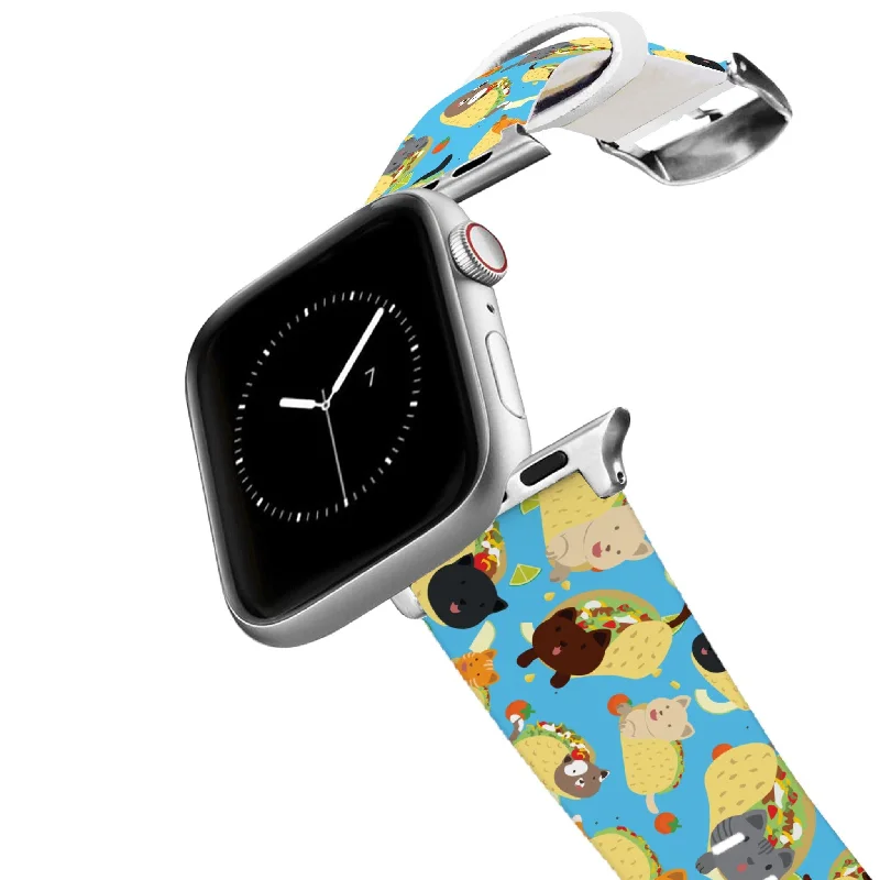 Casual watches for men with rubber straps and sporty style -Silver Taco Cat Belt Apple Watch Band