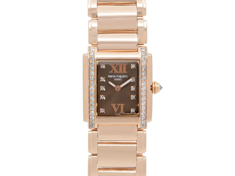 Dress watches for men with sleek design and minimalistic look -Patek Phillipe 'Twenty 4' Diamond Watch in 18K Rose Gold