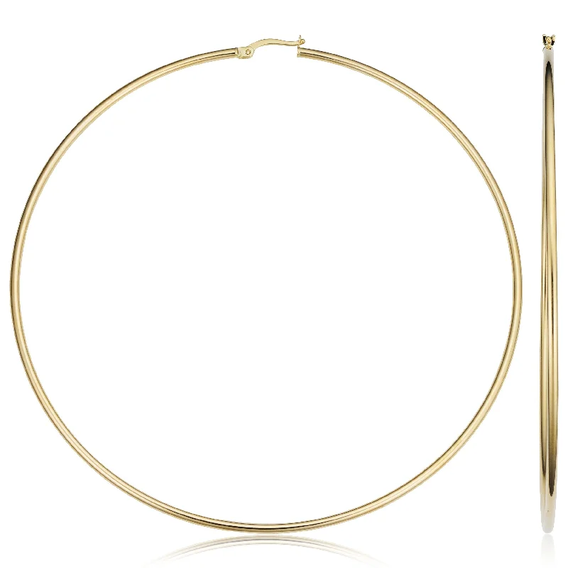 Retro Drop Earrings for Nostalgia -Joelle Collection 14K Yellow Gold 90mm Large Disco Hoop Earrings