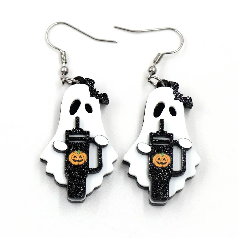 Drop Earrings for Concert Look -Wholesale New Acrylic Ghost Trumpet Bat Halloween Earrings