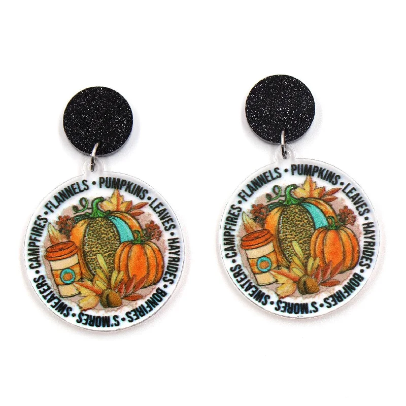 Drop Earrings for Valentine's Day -Wholesale Autumn Thanksgiving Harvest Festival Acrylic Pumpkin Laser Earrings