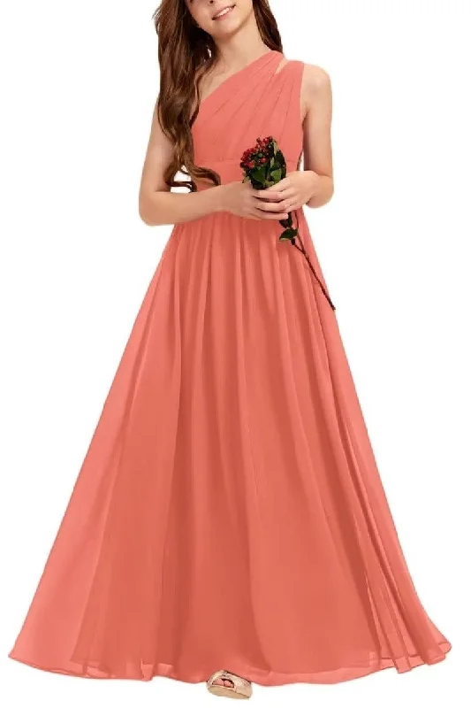 Hippie Dresses with Beads -One Shoulder A-Line Junior Bridesmaid Dress B0C69DBSKL