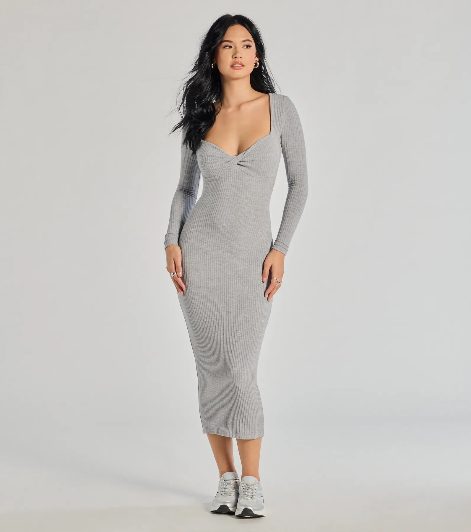 Formal Dresses for Occasions -Sculpted Chic Ribbed Knit Midi Dress