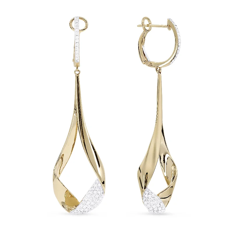 Round Drop Earrings for Classic -0.40Ct White Diamond Drop/dangle Earrings In 14K Yellow Gold