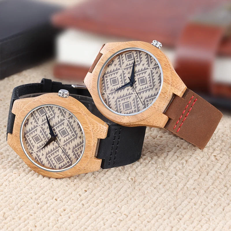 Luxury leather strap watches for women with sleek and elegant designs -Space-time Men's Wood High Quality Watch Fashion Trend Pattern Quartz Watch