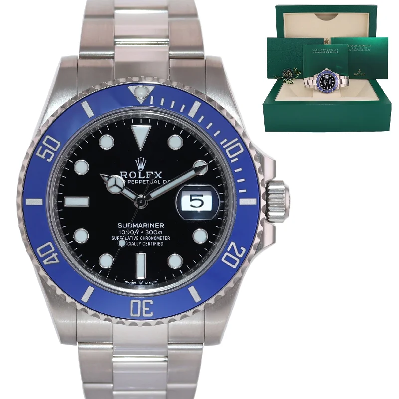 Eco-friendly wooden watches for men with sustainable and natural materials -2022 MINT Rolex Submariner Blue Smurf 126619 White Gold 41mm Watch Box