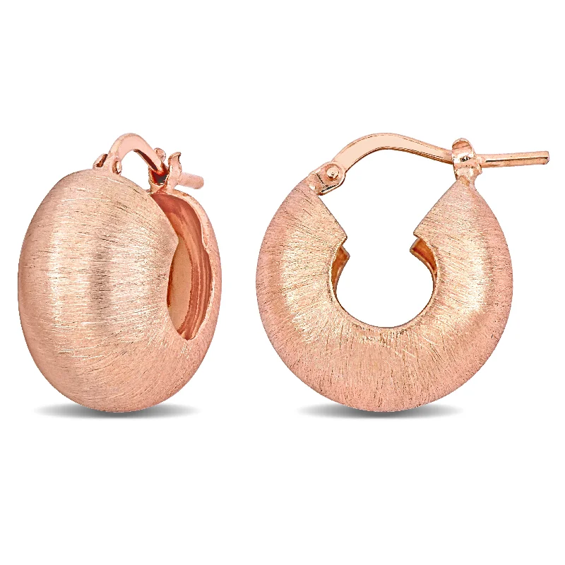 Drop Earrings for Christmas Party -18.5 MM Dome Huggie Earrings in Rose Plated Sterling Silver