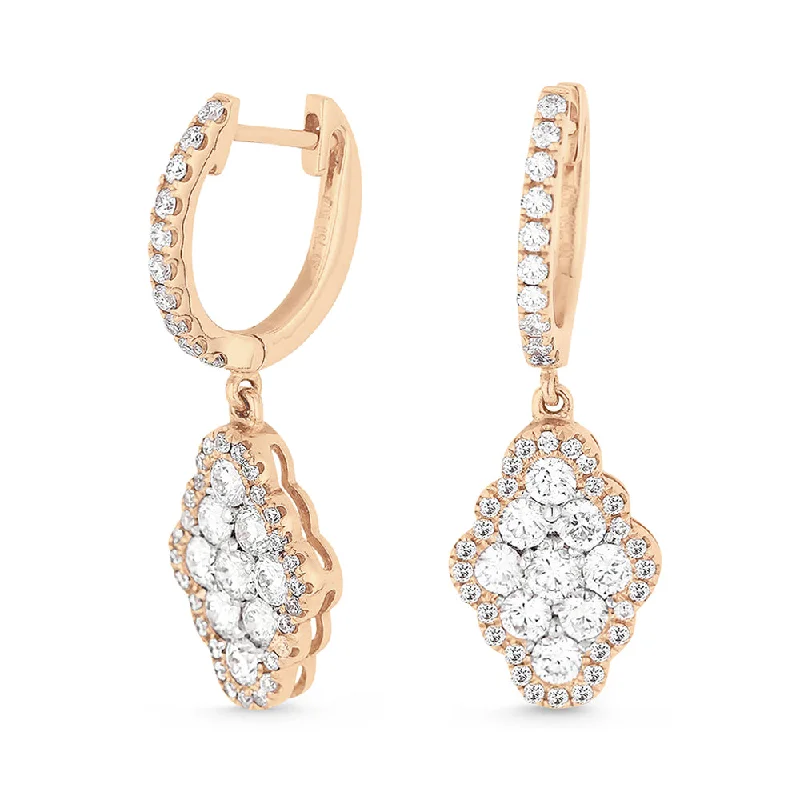 Maximalist Drop Earrings for Bling -1.08Ct White Diamond Drop/dangle Earrings In 14K Rose Gold