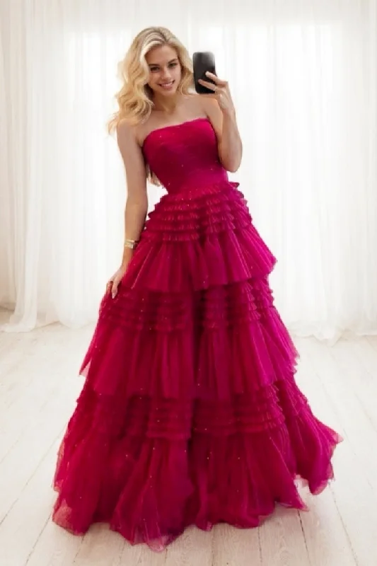 Elastic Dresses for Fit -Ball Gown Court Train Tulle Prom Dress CS0700