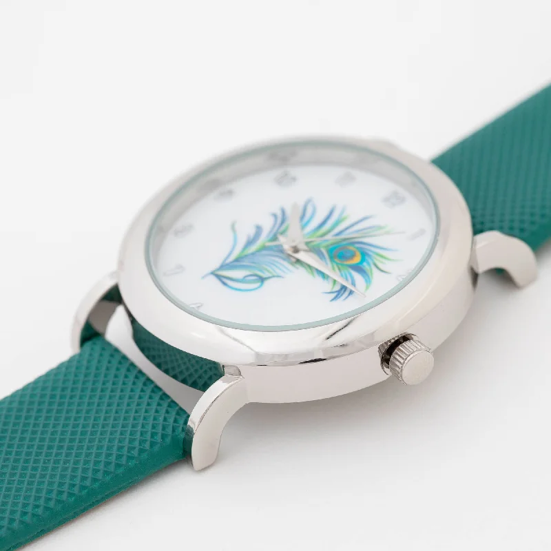 Designer watches for men with unique dials and high-end craftsmanship -Green Peacock Feather Watch