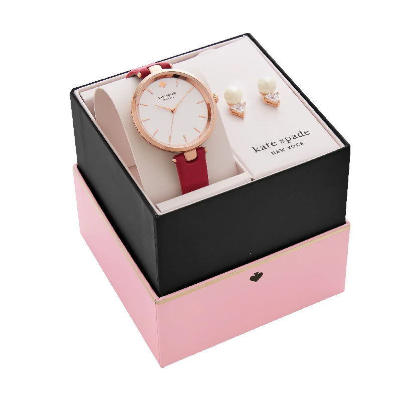 Luxury women’s watches with sapphire crystal and diamond detailing -kate spade new york women's holland three-hand, rose gold-tone alloy watch