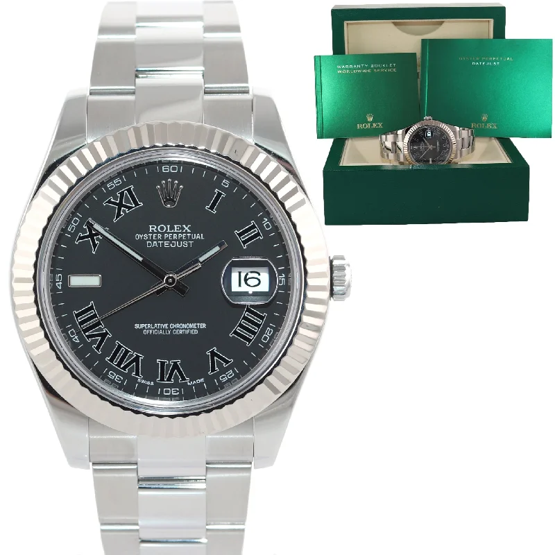 Luxury women’s watches with sapphire crystal and diamond detailing -MINT Rolex DateJust 2 Wimbledon White Gold Fluted Bezel 116334 Watch Box