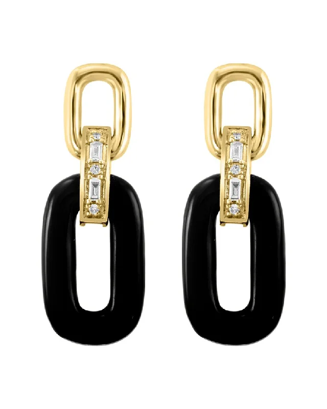 Gemstone Drop Earrings for Color -Effy Fine Jewelry 14K 5.48 ct. tw. Diamond & Onyx Earrings