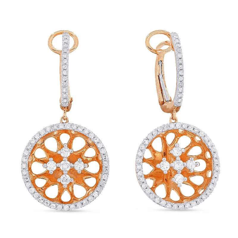 Diamond Drop Earrings for Luxury -18" 0.67Ct White Diamond Drop/dangle Earrings In 14K Rose Gold