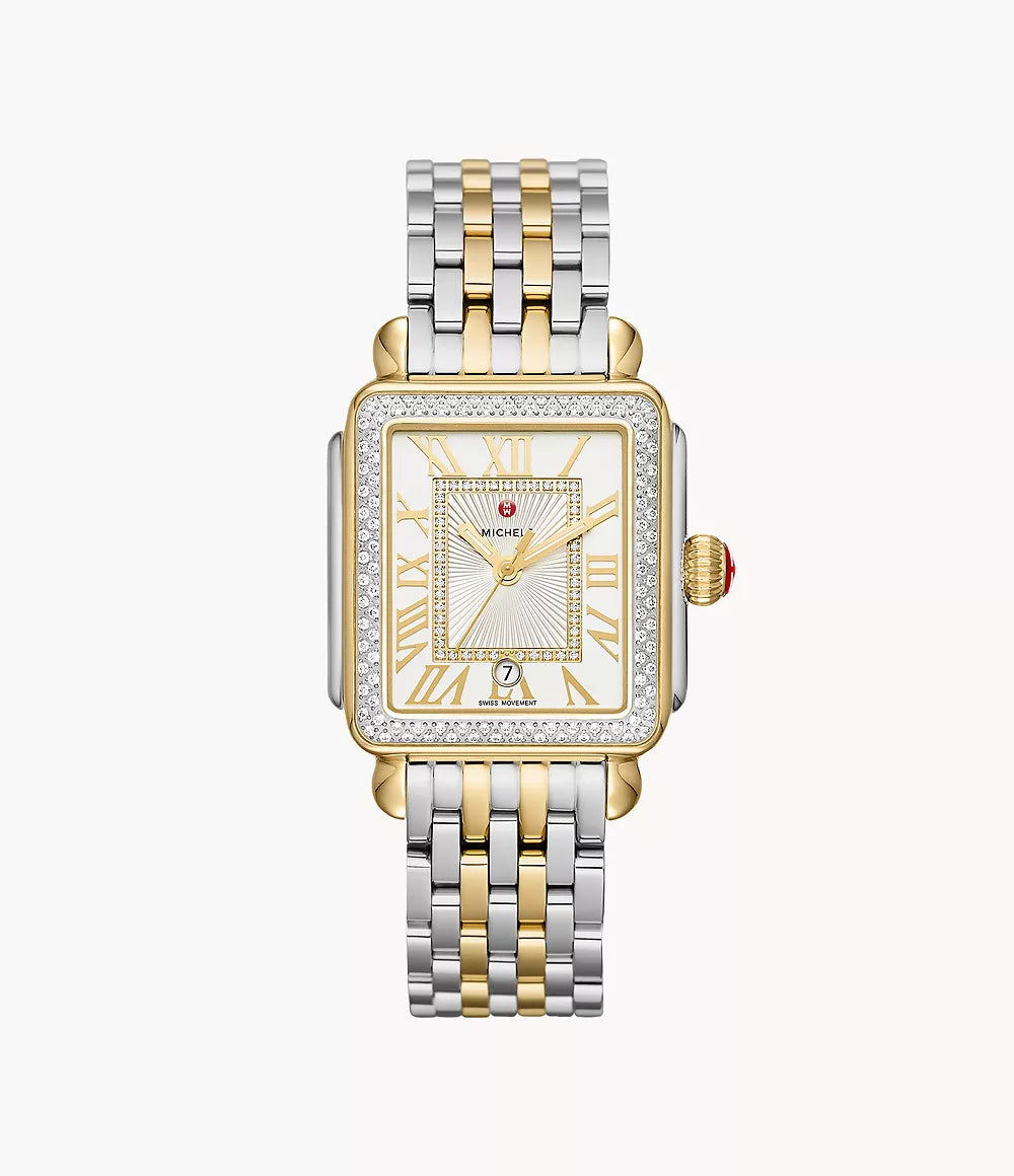 Women’s watches with interchangeable straps for customizable style options -Deco Madison Two-Tone 18K Gold Diamond Dial Watch