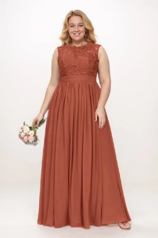 Khaki Dresses for Casual -A-Line Maxi Chiffon Bridesmaid Dress CB0778