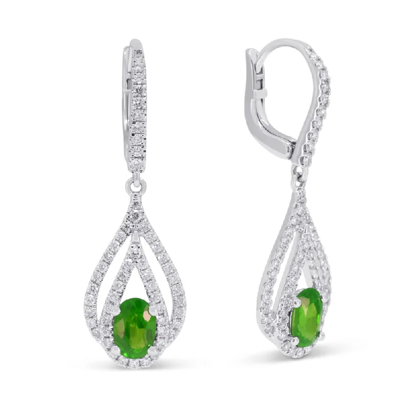 Drop Earrings for Wellness Routine -0.80Ct Emerald Drop/dangle Earrings In 14K White Gold