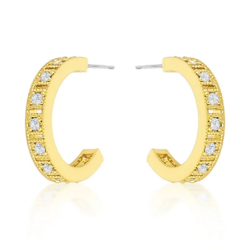 Drop Earrings with Keyhole Designs -Roma Goldtone Finish Hoop Earrings - 20 Mm X 4 Mm W X 3 Mm H