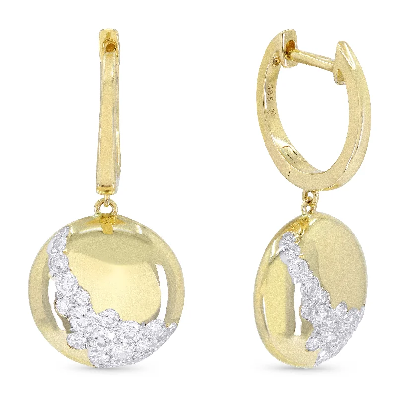 Silver Drop Earrings for Men -18" 0.62Ct White Diamond Drop/dangle Earrings In 14K Yellow Gold