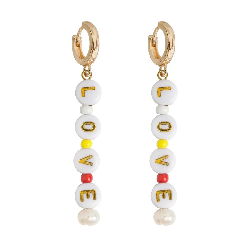 Drop Earrings for Christmas Party -Bead Hoop Earrings LOVE