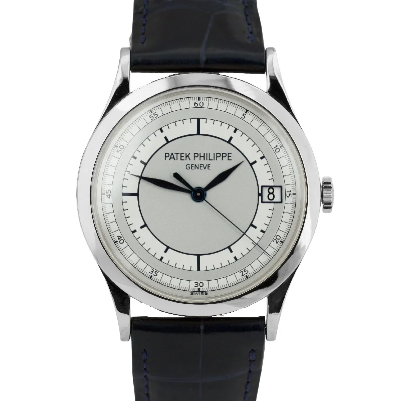 Eco-friendly watches for men with sustainable materials and low carbon footprint -Patek Philippe Calatrava 18K White Gold SECTOR DIAL 38mm Manual 5296G Watch