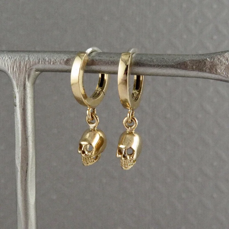 Star Shaped Drop Earrings for Charm -Tiny Skull Earrings - Gold Hoops