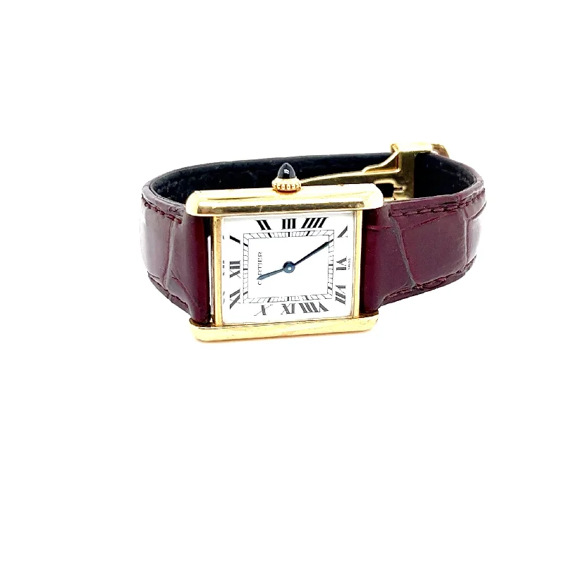 Smartwatches for men with customizable faces and advanced health tracking -1978 Cartier Paris 18kt Gold Tank Watch Large