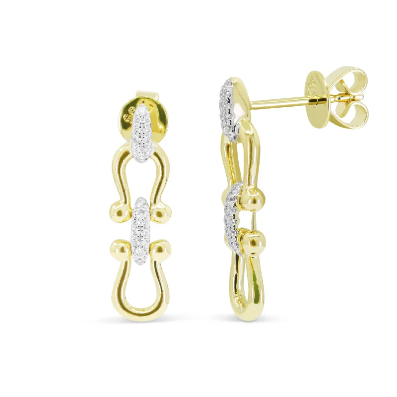 Drop Earrings for Fitness Activities -18" 0.12Ct White Diamond Drop/dangle Earrings In 14K White And Yellow Gold