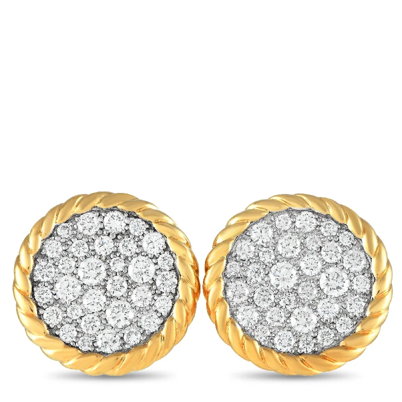 Floral Drop Earrings with Petals -DAVID YURMAN Elements 18K Yellow Gold 0.80ct Diamond Disc Earrings DY03-120624