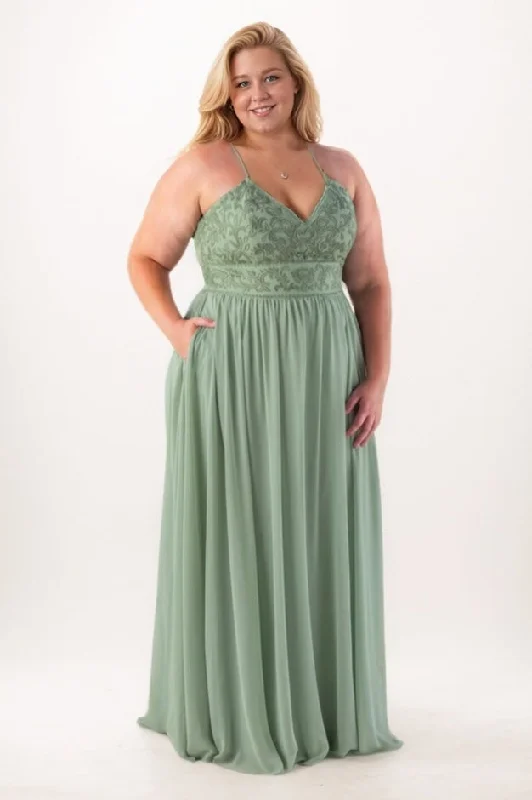 Punk Dresses with Spikes -A-Line Maxi Chiffon Bridesmaid Dress CB0740