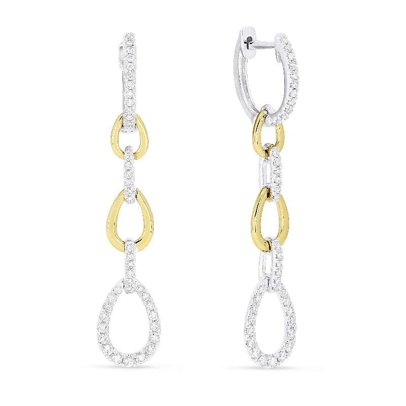 Pearl Drop Earrings for Elegance -0.47Ct White Diamond Drop/dangle Earrings In 14K White And Yellow Gold