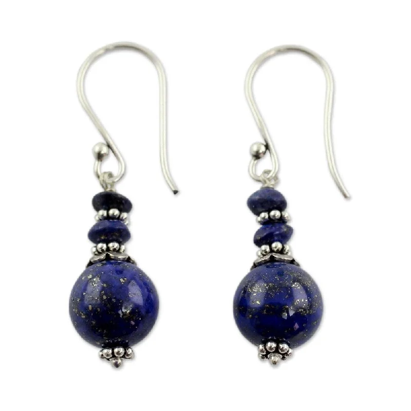 Oval Drop Earrings for Grace -NOVICA Handmade Sterling Silver Chakra Universe Lapis Lazuli Earrings